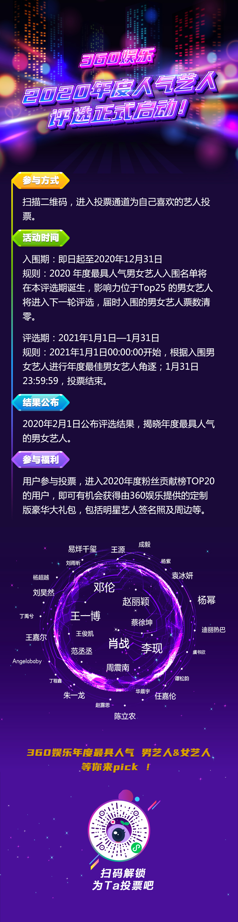 360娱乐2020年度人气艺人评选正式启动！