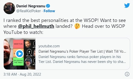 【EV扑克】丹牛对玩家性格排名：Phil Hellmuth最有趣，Martin Kabrhel最讨厌