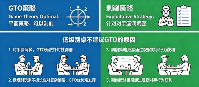 德州扑克:GTO vs 剥削策略。在低级别桌为什么不建议用GTO?【EV扑克官网】 德州扑克:GTO vs 剥削策略。在低级别桌为什么不建议用GTO?【EV扑克官网】
